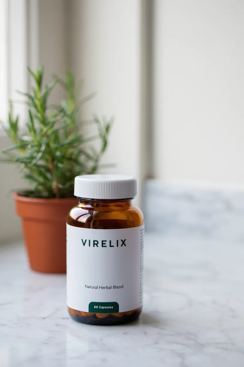 Virelix natural supplement bottle with herbal ingredients